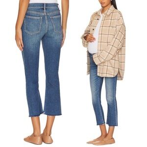 Hatch Blue Cropped Flare Maternity Jeans